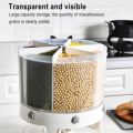 10KG Rotating Rice & Grains Dispenser - 6-Partition Storage Box. 