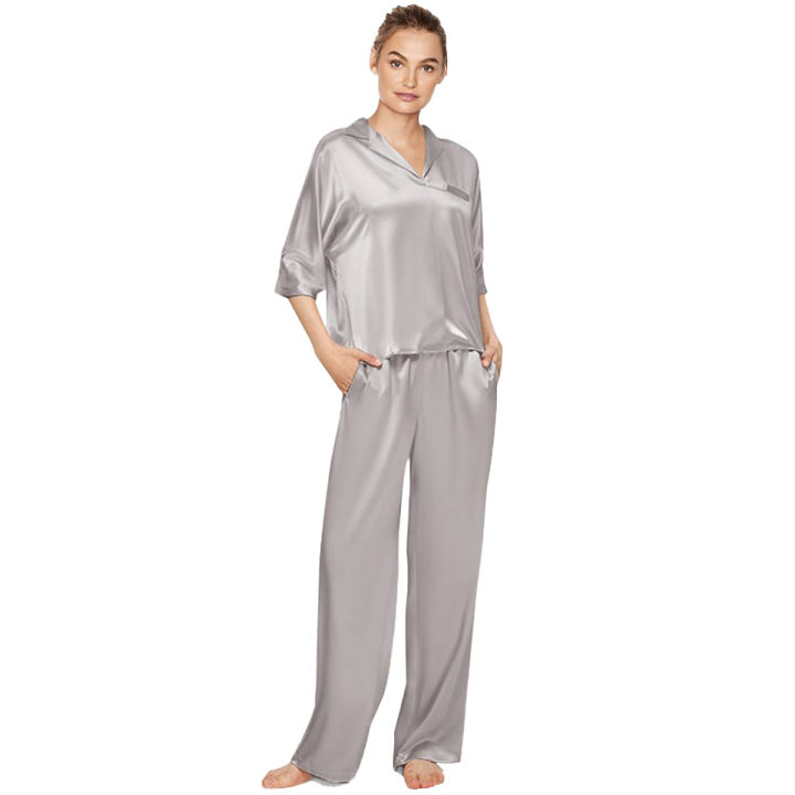 CUSTOMIZED 100% Pure silk satin nighty night dress nightwear night wear pj pajamas set for women girls ladies