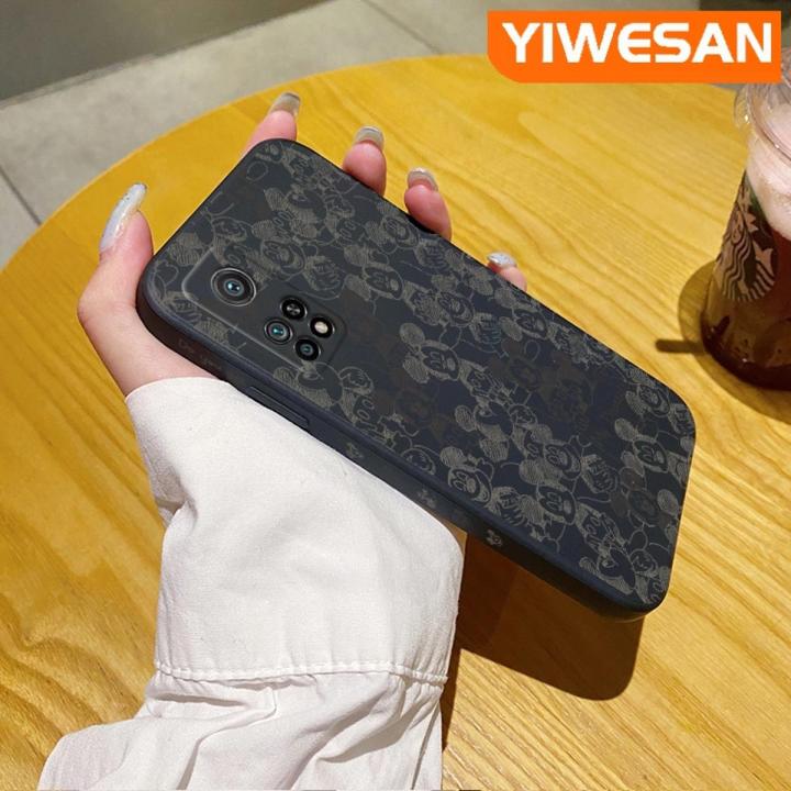 YIWESAN For Xiaomi 10T Pro Case Cartoon Anime Mickey Mouse Original Soft Silicone Square Edge Pattern Phone Case Full Cover Lens Camera Protection Cases Shockproof Back Cover