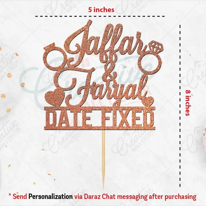 CUSTOMIZED%20Date%20fixed%20Cake%20Topper,%20wedding%20topper%20for%20Party%20Celebration,%20Anniversary%20&%20Engagement%20Cake%20Decoration%20Supplies%20-%20Image%202