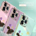 ZeroQiQi for iPhone 11 Back Cover Cute Girl Luxury 6D Plating Case Side Pattern Soft Silicone Square Mobile Phone Cases + Free Lanyard. 