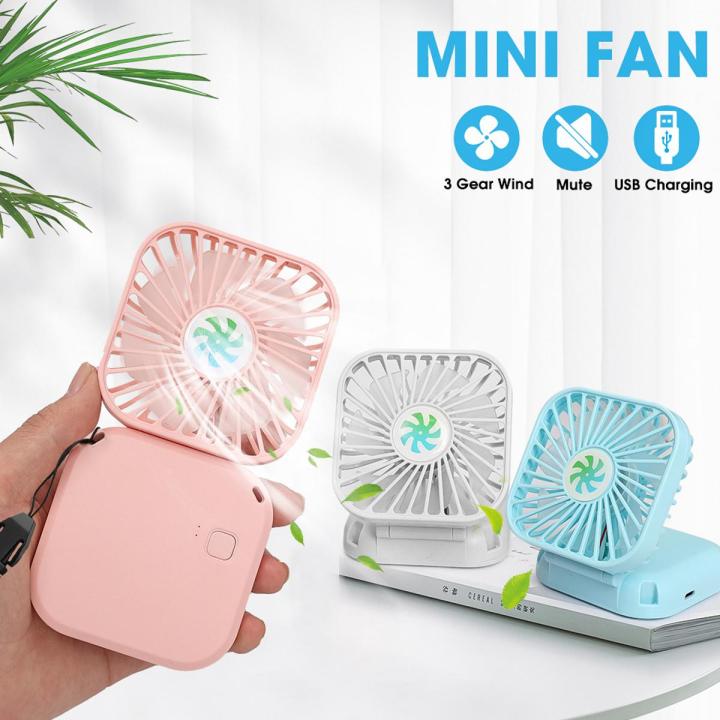 New Pocket Folding USB Mini Fans Portable Rechargeable Hanging Neck Handheld Small Fan Desktop Silent Mute Electric Fans 1Pcs