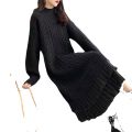 Popular Retro Twist Solid Color New Style Sweater Dress Women's Autumn and Winter Loose Mid-Length Inner Wear Half Turtleneck Sweater. 