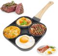 Non-Stick Egg Frying Pan, 4-Hole Pancake Pan with Non-Stick Coating, Rectangular Frying Pan with Anti-scald Handle, for Breakfast, Fried Egg, Pancakes, for Induction Cookers & Gas Stoves. 