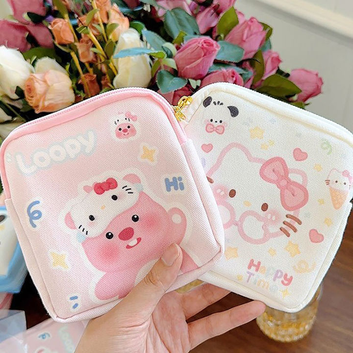 1PC Sanrio Hello Kitty Cartoon Women Tampon Sanitary Napkin Storage Bag Cherry Super Store