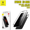 BASEUS iPhone XS MAX TEMPERED GLASS PROTECTION SET (FRONT GLASS + BACK GLASS) - BLACK. 