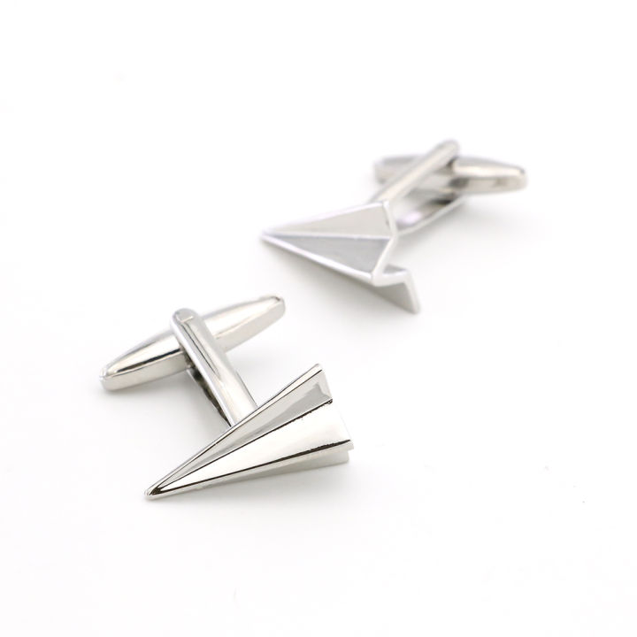 Men's Paper Plane Cufflinks Quality Brass Material Silver Color Cute Cuff Links Wholesale Retail