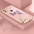 Casing Huawei y7 2019 y7 prime 2019 y7 pro 2019 Phone Case Plating Straight Edge Silicone Phone Case Beautiful Butterfly design with Tassel Lanyard. 