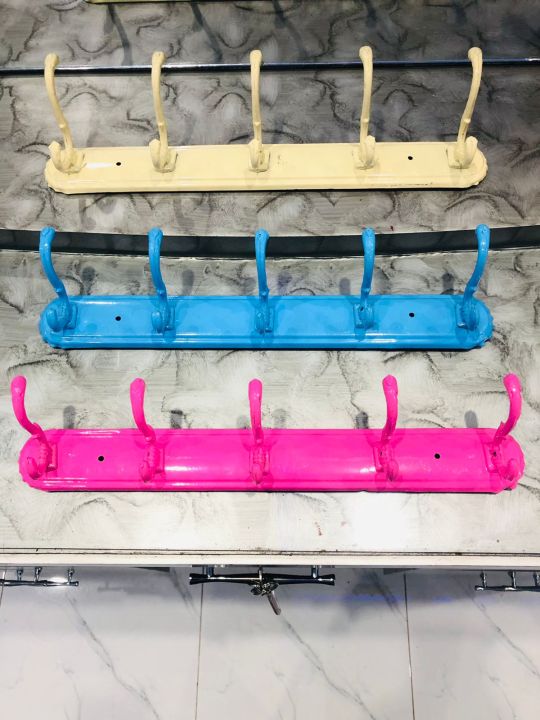 Cloth%20Holder%20-Cloth%20Hanging%20Hooks%20Wall%20-Door%20Mount%20Best%20Quality%20Hook-Killi-(%205%20hook%2014%20inch%20length)Multicolor%201%20Pc%20-%20Image%202