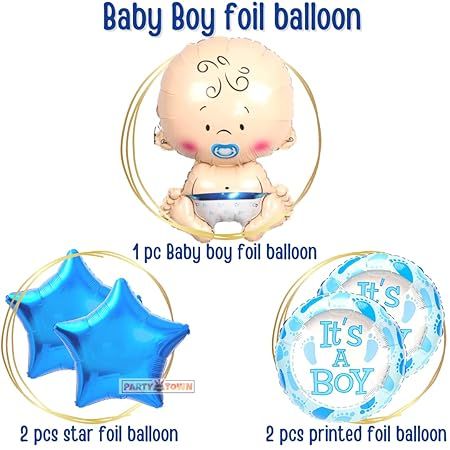 Birthday Boss Baby Decorations Foil Blue Balloon Pack of 5 Set for Boy ...