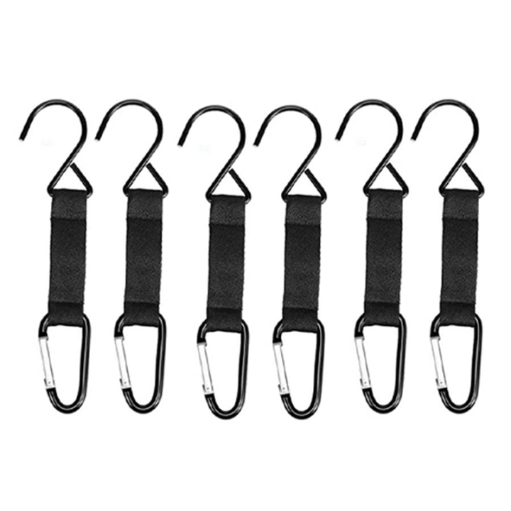 6 Pcs Fence Hooks for Baseball Bag, Hooks with Nylon Safety Buckles Fence Hooks Black Metal+Nylon Fence Hooks for Outdoor Sports Baseball,Softball
