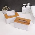 Removable Tissue Cover Plastic Wood Tissue Box Square Rectangular Tissue Holder Organizer for Home Office Desk(Rectangle). 