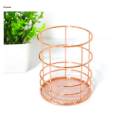 Wire Storage Basket Bin Organizer Holder for Kithen Bathroom Rose Gold Round. 