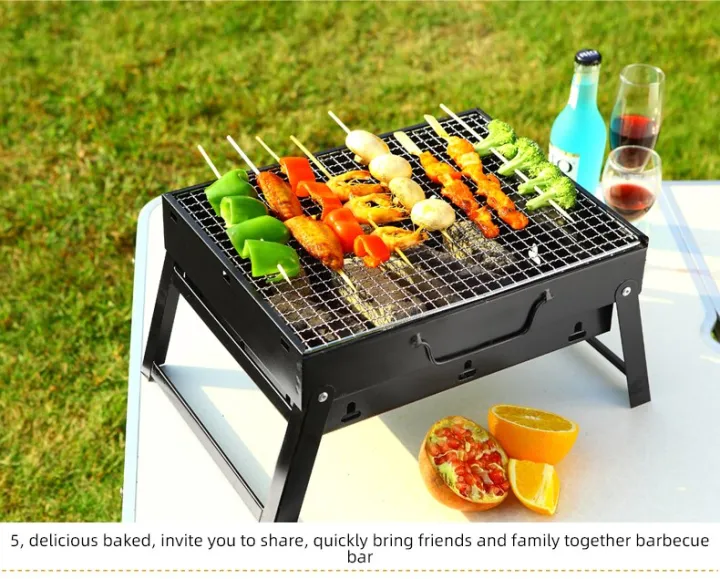 Charcoal%20Grill%20Barbecue%20Portable%20Grill,%20Stainless%20Steel%20Folding%20BBQ%20Grill%20Tabletop%20Outdoor%20Camping%20Picnic%20Burner/Barbecue%20Grill%20Portable%20Book%20Style%20-%20Image%207