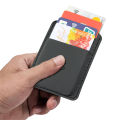 BrushnBlade Premium Leather Card Holder in Plain & Textured Black – Slim Minimalist Wallet with Stud Closure and Dual Card Pockets. 