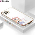 Jizetin (Free Lanyard) for OPPO F17 A73 2020 Back Cover Cute Dogs Luxury 6D Plating Case Side Pattern Soft Silicone Square Phone Cases. 