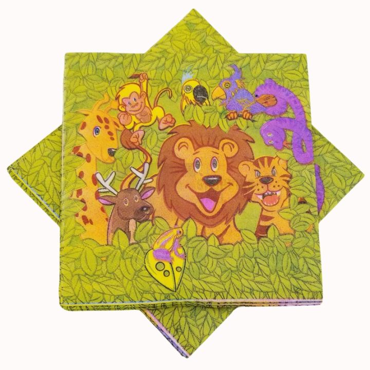 JUNGLE THEME NAPKINS - PACK OF 20 NAPKINS - JUNGLE THEME BIRTHDAY PARTY NAPKINS