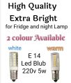 Fridge and Refrigerator Led Bulb Lamp E14 in White & Warm White colour, Fridge Bulb, Refrigerator Bulb, LED Fridge Bulb, LED Refrigerator Bulb, LED E14 Bulb, LED E14 Lamp Bulb. 