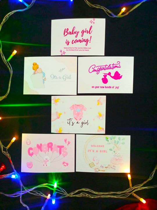 Its a girl cards 2.5*4 inches basket card small wishes card best gift decoration engagement happy baby shower its a girl baby birthday