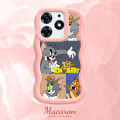 TA for Tecno Spark 10 Pro Back Cover Macaron Wave Soft Silicone Mobile Phone Cover Cute Tom and Jerry Pattern Pattern Case. 