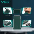 VGR V-390 Professional Electric Ultra Thin Shaver Rechargeable Razor for Face Care Beard Trimmer Reciprocating Blade with USB Travel Shaver, Men's Electric Razor, Electric Shaver - Green. 
