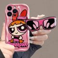 Lovely Powerpuff Girls Sunglasses Bracket Cover For Xiaomi Redmi Note 12 4G 11 10 13 Pro 11S 12S 9 Redmi 13C 12C 9C 9A 9 10 A1 A2 Plus Case Cover 3D Wavy Curved Edge Cute Soft Clear TPU Camera Protective Shockproof. 