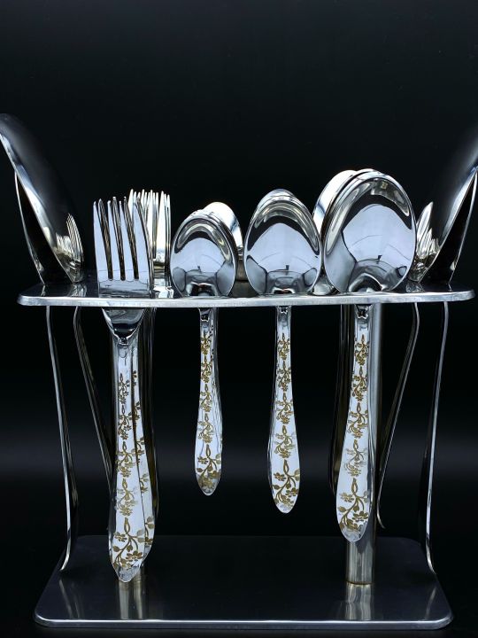 PREMIUM CUTLERY SET(LAZER FINISH) (14 GAUGE) | 6/8/12 PERSON | COMPUTERISED DESIGN CUTLERY | EXCELLENT EXPORT QUALITY KITCHEN DINING | SPOONS FORKS BABYSPOON TEASPOON | SERVING SPOONS