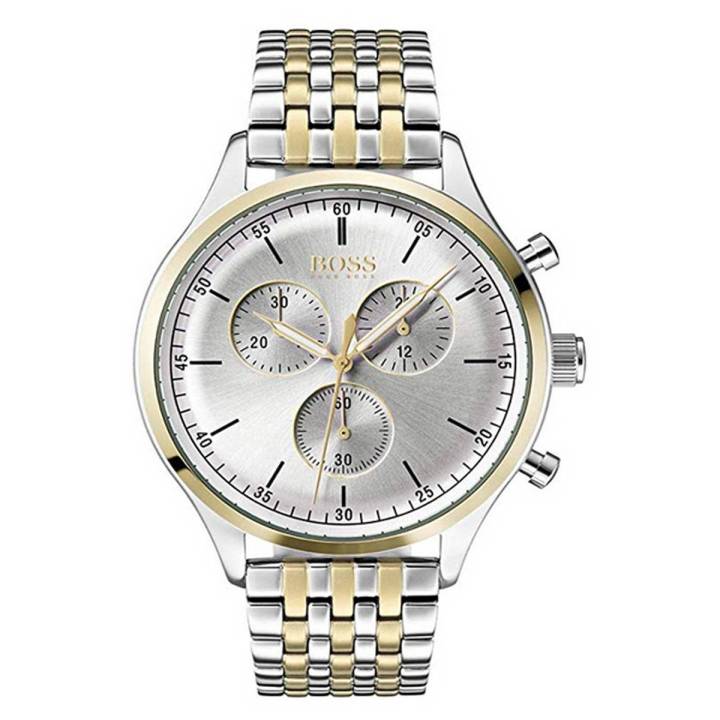 Hugo Boss Men's Watch Two Tone Strap Silver Dial-1513654