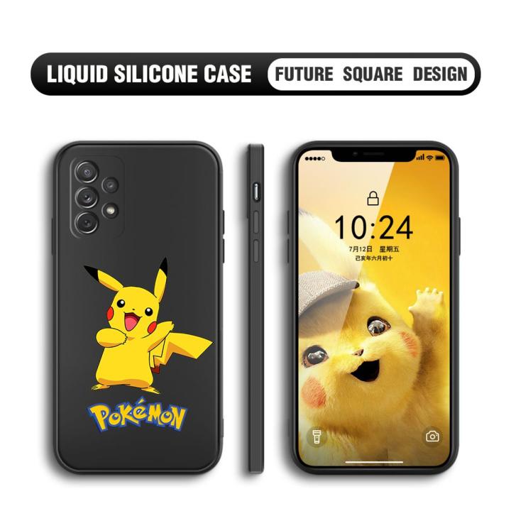 UCUC for Samsung Galaxy A72 4G / 5G Case Cute Cartoon Pikachu Cover Thin Soft Luxury Square Liquid Silicone Phone Case