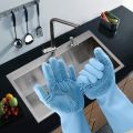 Magic Washing gloves with scrubber, silicon gloves, washing glove Gloves for kitchen / washing gloves for girls washing gadgets dish washing gloves dish washer scrub gloves kitchen accessories kitchen tools. 