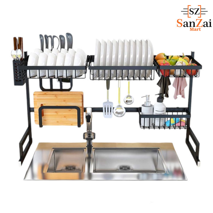 Over%20The%20Sink%20Dish%20Drying%20Rack%20with%20Fruit%20Basket%20Kitchen%20Counter%20Bowl%20Fork%20Cup%20Spoon%20Dish%20Drainer%20Dishrack%20Matte%20Black%20-%20Image%205