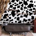 Whaline 3 Sheet Black Vinyl Cow Print Wall Decals Adhesive Cute Cow Spot Wall Stickers Removable Modern Animal Design Cow Mural Wall Decor for Bedrooms Living Room Nursery. 