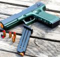 Glock soft Bullet Toy Gun for Boys - Automatic and Manual Blaster with Foam Darts & Silencer | Outdoor Shooting Gift. 
