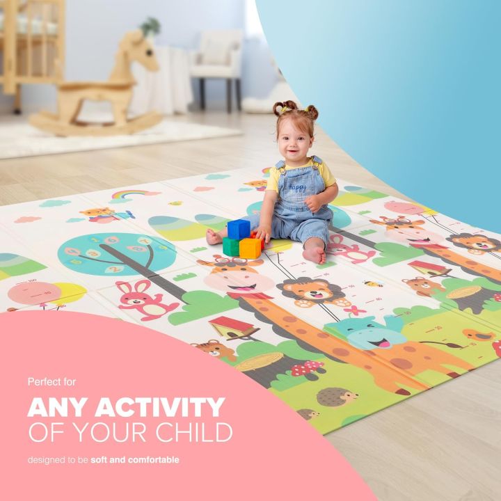 Reversible Large Baby Play Mat | Soft Playmat for Baby's Crawling, Tummy Time | Thick Floor Mats for Children, Toddlers & Babies | Play Mats for Floor in Bedroom, Nursery & Playroom