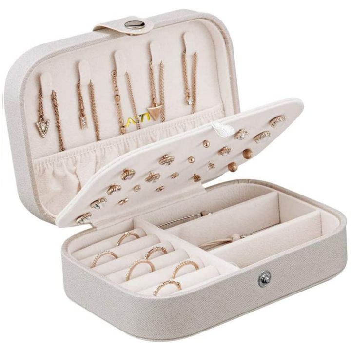 Leather Jewellery Organizer Box for Girls | Ear Rings & Necklace_Bracelets Holder | Small Jewelry Box Vanity Hanger Stand Velvet