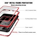 Iphone x Magnetic Adsorption Case Metal Frame Tempered Glass Back with Built-in Magnet Cover. 