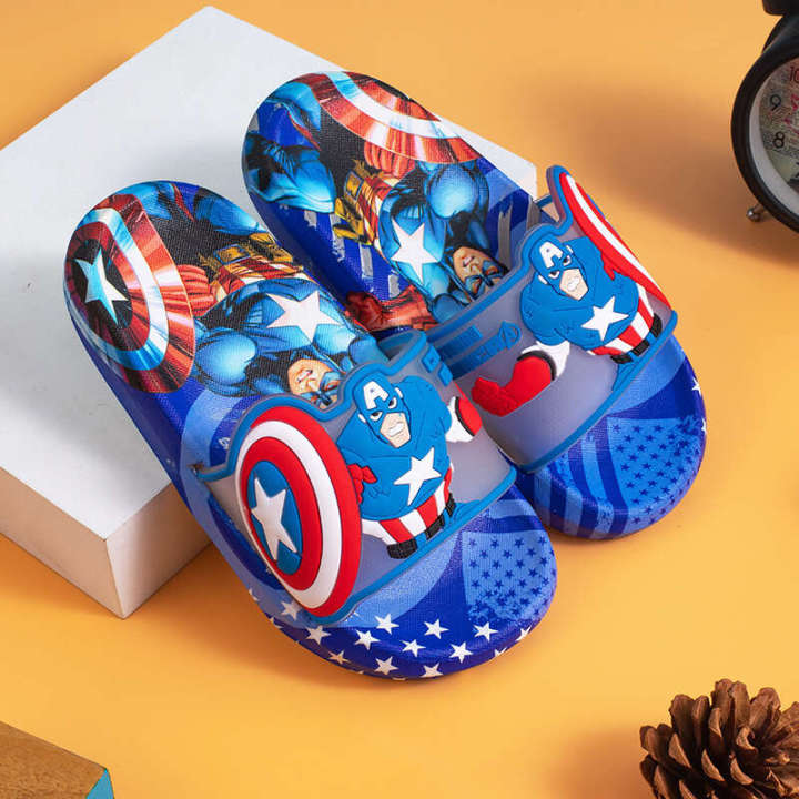 Children's slippers, summer babies, boys, anti slip internet celebrities, Captain America, kindergarten soft soles, indoor bathroom cool shoes