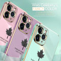 Hontinga for Tecno Camon 18 / Camon 18 P / Camon 18T Back Cover Luxury 6D Plating Maple Leaf Side Pattern Case Soft Silicone Square Phone Cases. 