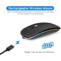 HP W10 Wireless RGB Bluetooth Rechargeable Slim Mouse Dual Mode 2.4G + Bluetooth, LED Backlit Silent Click Mouse with Adjustable DPI, Ultra Thin Ergonomic Design, Built-in Battery for Laptop PC Mac Windows Office Gaming Use. 