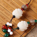 Vintage Handmade Carved Bodhi Lotus Flower Keychain Simple Beaded Key Chains Watty Store. 