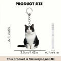 1pcBlack And White Cat Keychain, 2D Acrylic Cat Pendant,Double-Sided Design, Animal Key Ring Charm For Backpacks & Gifts LUKE. 