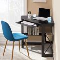 Computer Table for corner with Smooth Keyboard & Storage Shelves for Home Office Workstation Table , White & Gold. 