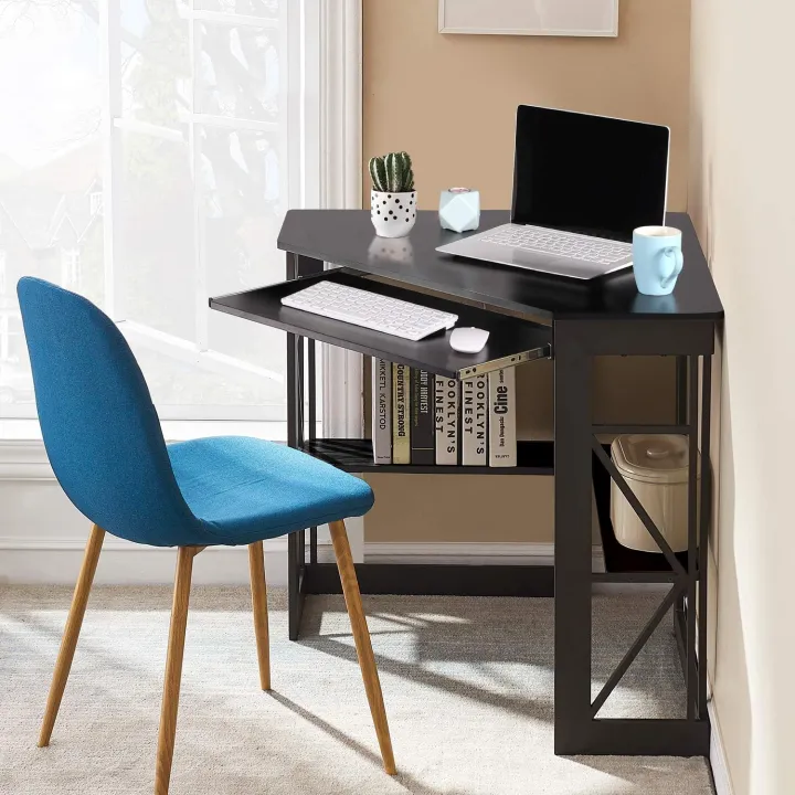 Computer%20Table%20for%20corner%20with%20Smooth%20Keyboard%20&%20Storage%20Shelves%20for%20Home%20Office%20Workstation%20Table%20,%20White%20&%20Gold%20-%20Image%204