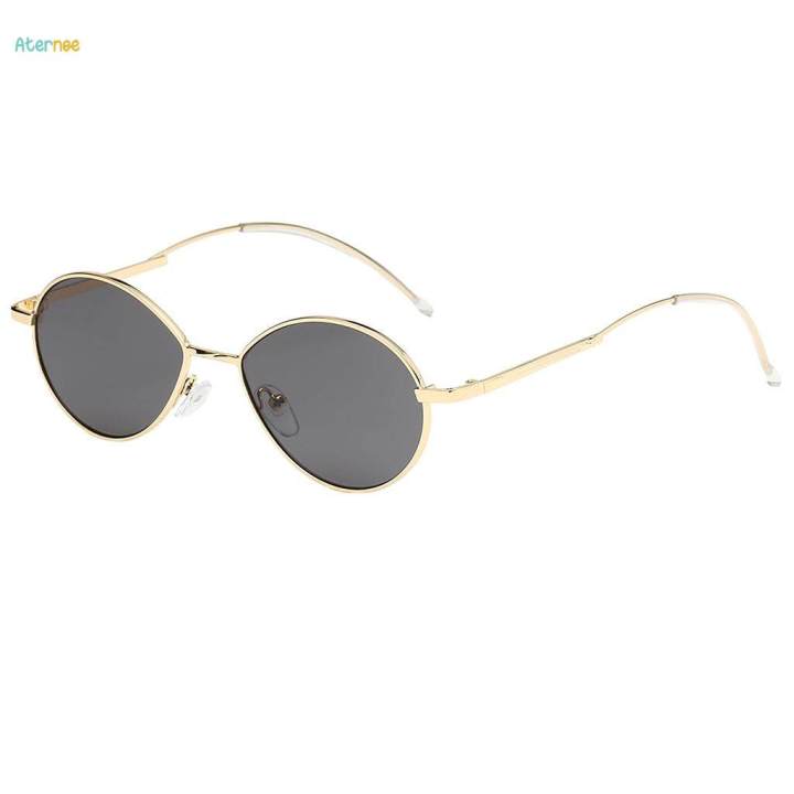 3X Vintage Small Oval Frame Women's Sunglasses Gold Frame Gray Lens