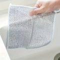 Dish Scrubber Kitchen Cleaning Cloth Metal Multipurpose Wire Dishwashing Rag Easy to Use Rag Reusable Rag Thickened Cleaning Rag for Dishes Sinks Counter Stove Top (Color : Silver). 
