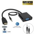 HDMI female to VGA male converter with audio projector HD computer display set-top box connector cable. 