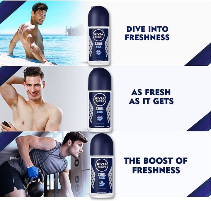 NIVEA MEN COOL KICK COOL BLUE DEODORANT ROLL ON 50ML