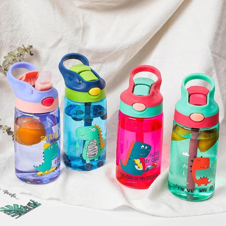 Children's Cups 480ML Kids Creative Cartoon Baby Water Bottle with Straws Leakproof Bpa free Clear Plastic Water Bottles Outdoor Portable Imported Quality
