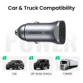 UGREEN USB C Car Charger 40W 36W PPS Aluminum Alloy iPhone Fast Car Charger Adapter PD&QC 3.0 Dual Port Blue LED Compatible with iPhone 16 15 Pro X SE, Galaxy S25 S24 Note20 iPad Pro. 