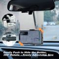 Rear View Mirror Car Phone Bracket 360 Degree Rotation can be Stretched and Hide Mobile Phone Holder snap-on Multi-Function for 4.0-6.1 inch Mobile Phones Model Universal. 